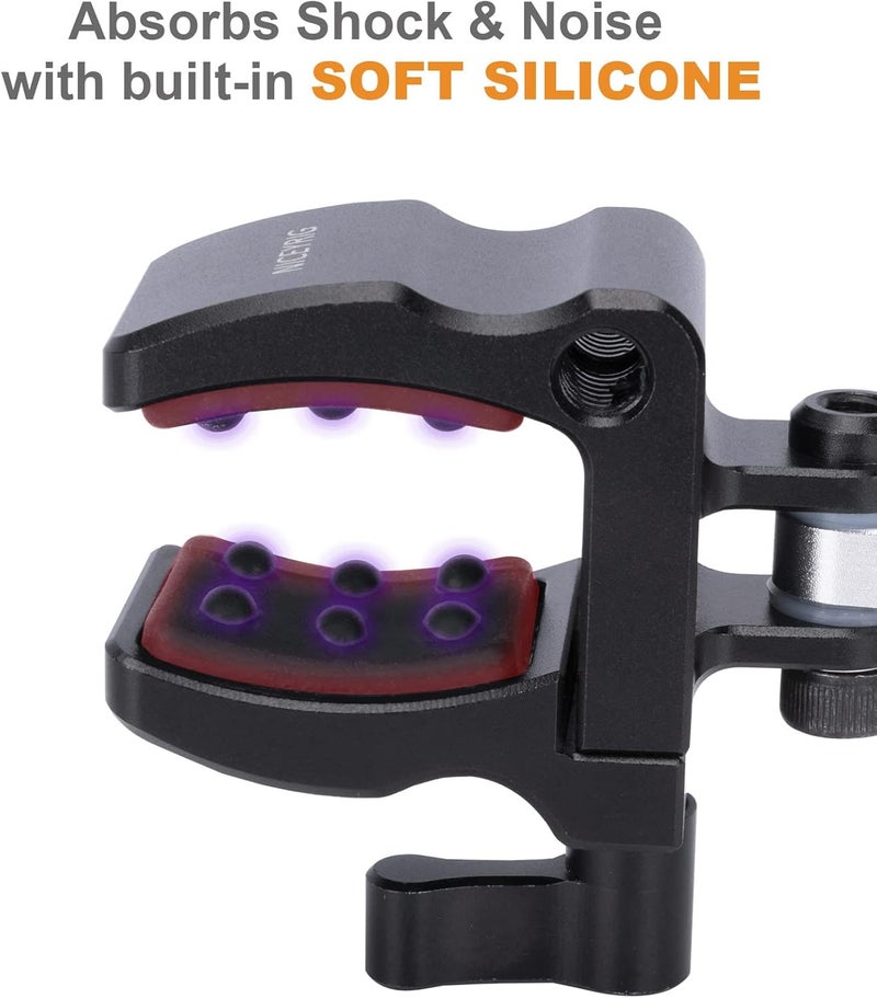 NICEYRIG Shock-proof Shotgun Microphone Holder with 18.5-35 mm Adjustable Clamp, Microphone LED Flashlight Aluminum Holder for Camera, Cage Rig, Tripod - 549 - Image 5